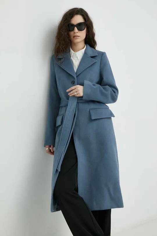 modrá Vlnený kabát Bruuns Bazaar