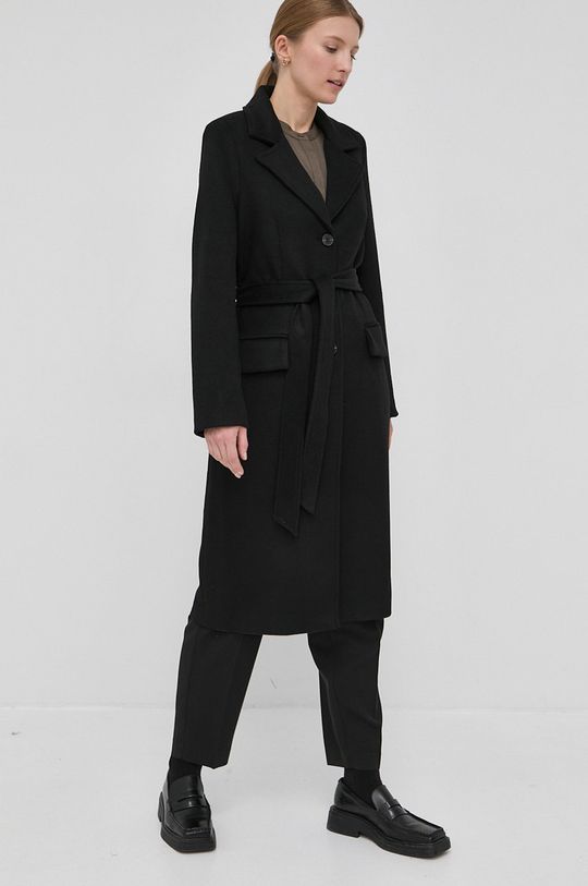 Vlněný kabát Bruuns Bazaar Catarina Novelle černá