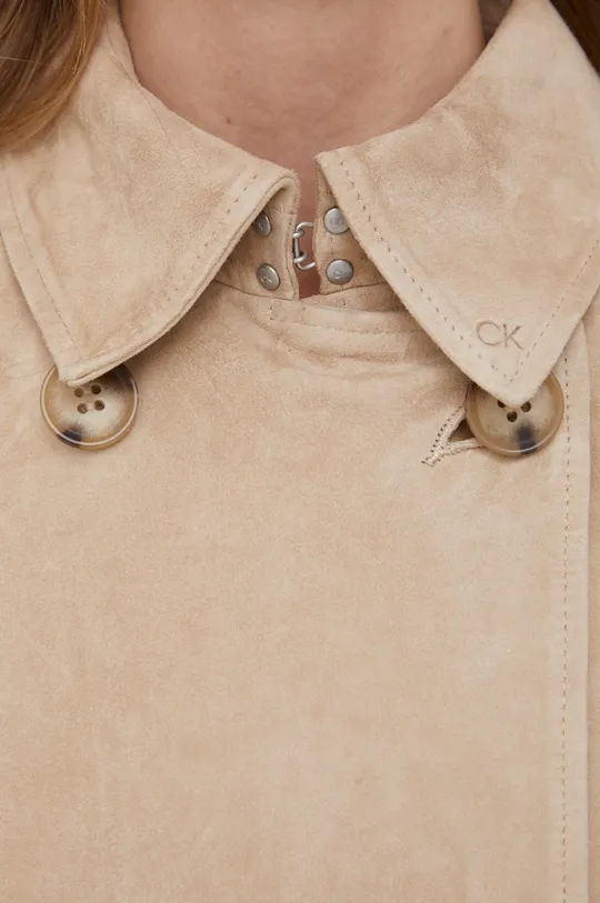 Kožený kabát Calvin Klein Dámsky