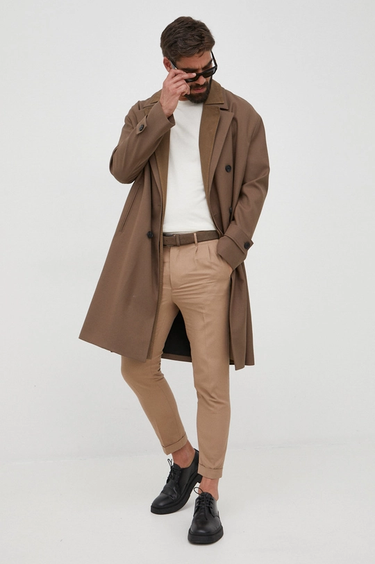 AllSaints Trencz HEALD TRENCH brązowy