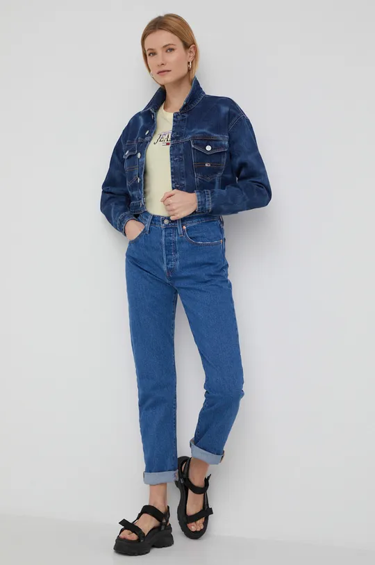 Tommy Jeans - Τζιν μπουφάν σκούρο μπλε