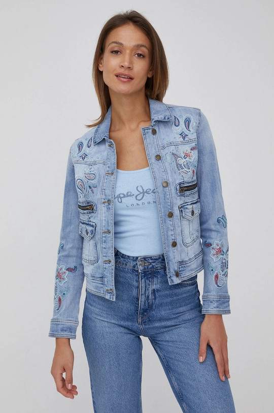 niebieski Desigual kurtka jeansowa 22SWED06 Damski