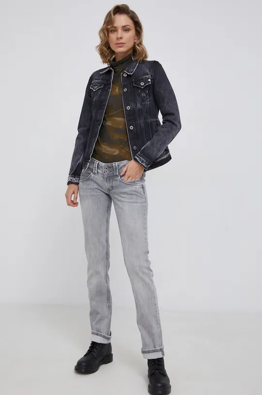 Rifľová bunda Pepe Jeans Thrift sivá