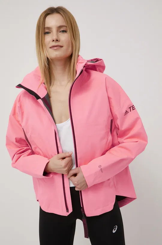 ροζ Αδιάβροχο μπουφάν adidas TERREX Myshelter Γυναικεία