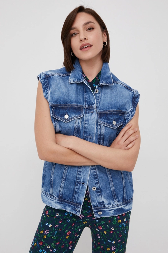 niebieski Pepe Jeans bezrękawnik jeansowy ALLY Damski