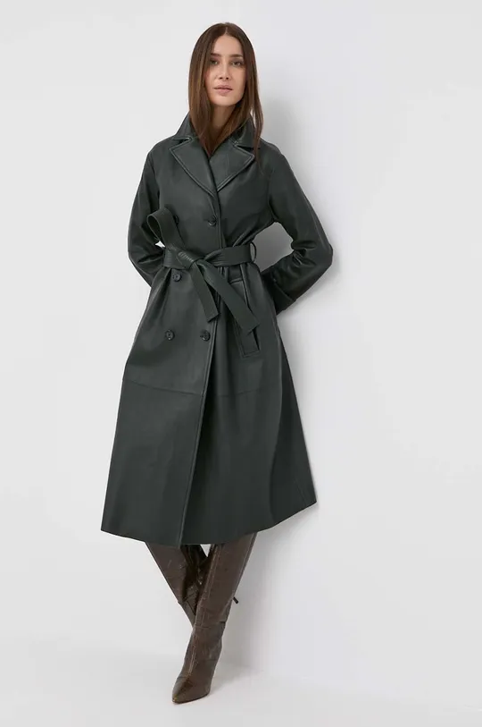 πράσινο Δερμάτινο παλτό Boss Γυναικεία