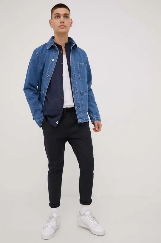 Solid giacca di jeans blu