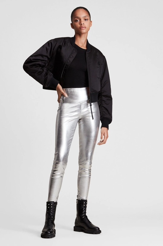 AllSaints Legginsy CORA FOIL LEGGINGS 100 % Skóra naturalna