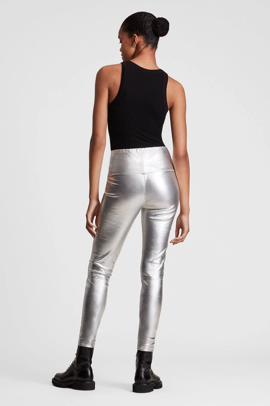 srebrny AllSaints Legginsy CORA FOIL LEGGINGS