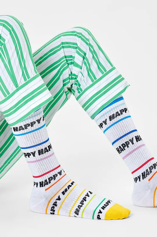 biały Happy Socks skarpetki Happy Line Męski