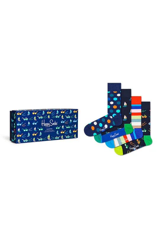 multicolor Happy Socks skarpetki Navy (4-pack) Męski