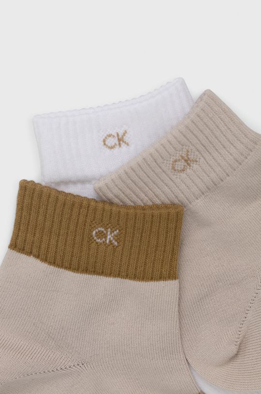 Ponožky Calvin Klein (3-pak) piesková