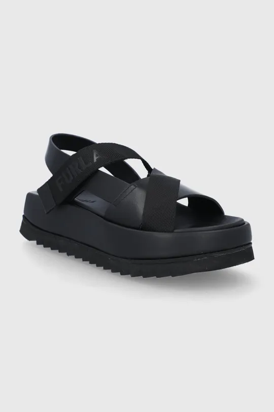Kožené sandále Furla čierna