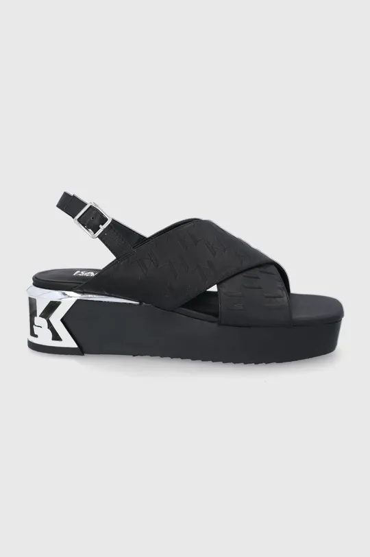 czarny Karl Lagerfeld sandały skórzane K-BLOK WEDGE KL80626.000 Damski