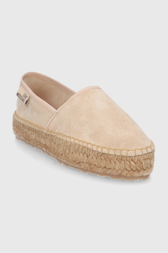 Semišové espadrilky Love Moschino béžová