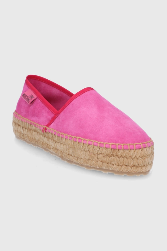 Espadrile od brušene kože Love Moschino roza