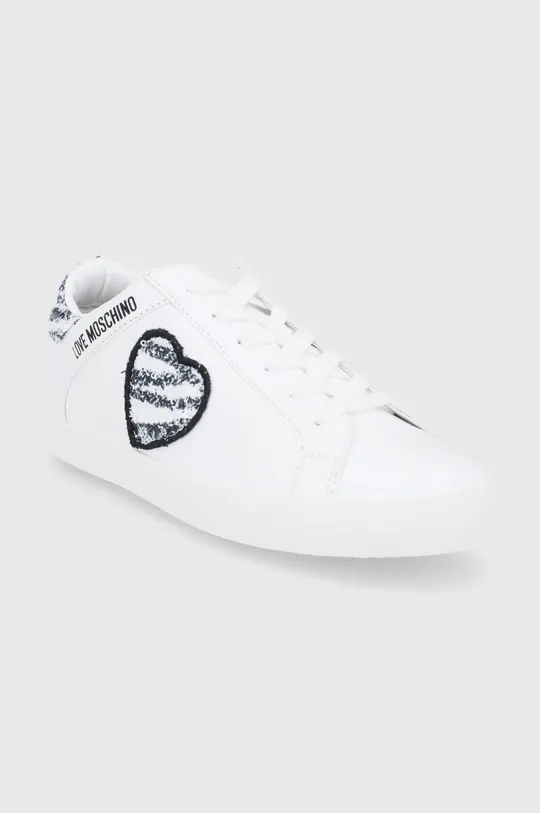 Kožená obuv Love Moschino biela