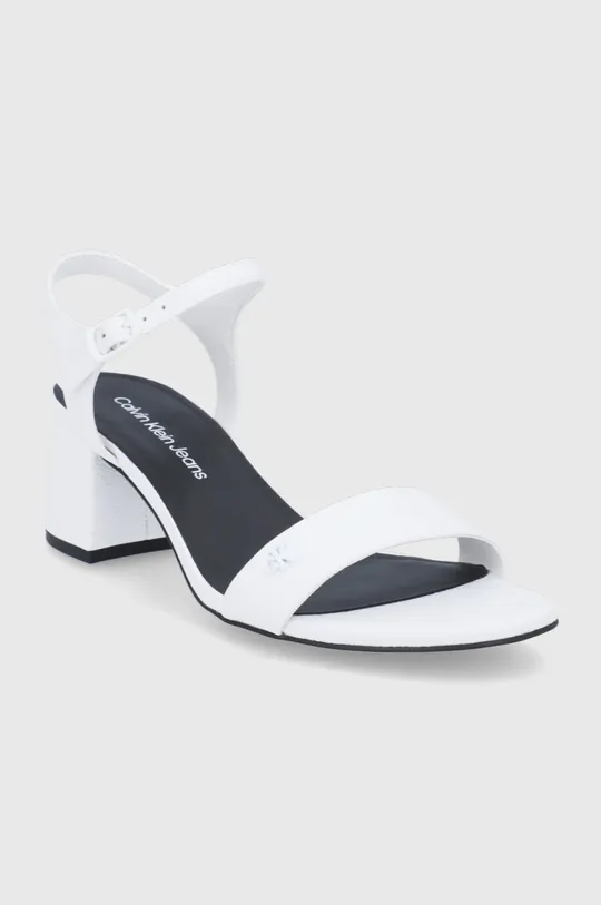 Kožené sandále Calvin Klein Jeans biela