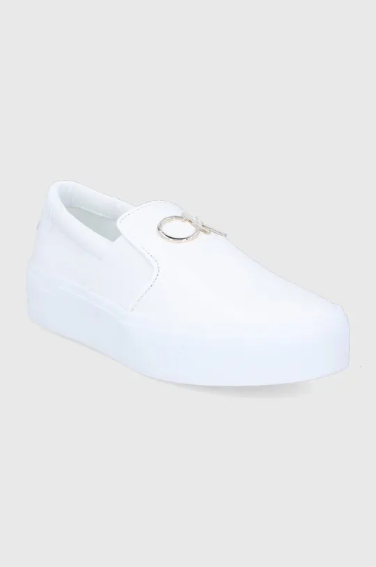 Δερμάτινα ελαφριά παπούτσια Calvin Klein λευκό