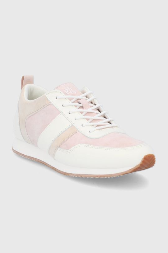 Kožené boty Lauren Ralph Lauren Colten pastelově růžová