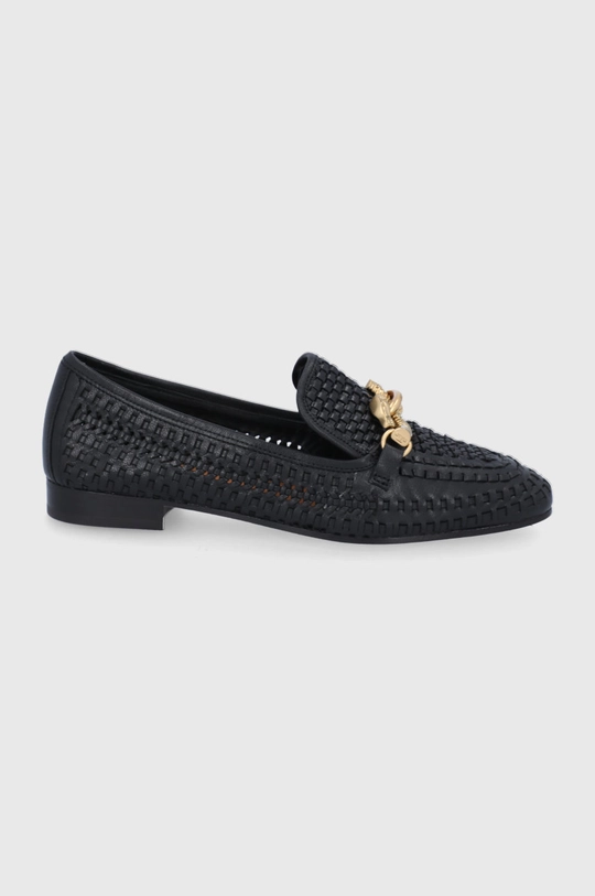 črna Usnjeni mokasini Tory Burch Jessa Woven Loafer Ženski