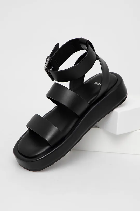 Kožené sandály BOSS černá