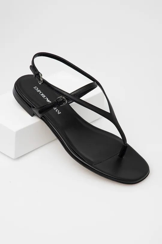 Kožené sandále Emporio Armani čierna