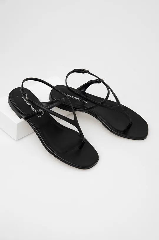 čierna Kožené sandále Emporio Armani