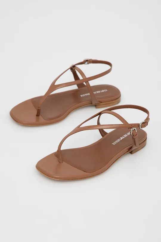 Кожаные сандалии Emporio Armani коричневый