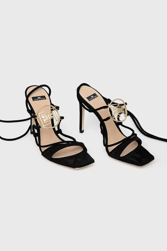 Sandale od brušene kože Elisabetta Franchi crna