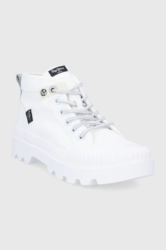 Πάνινα παπούτσια Pepe Jeans Ascot Logo λευκό