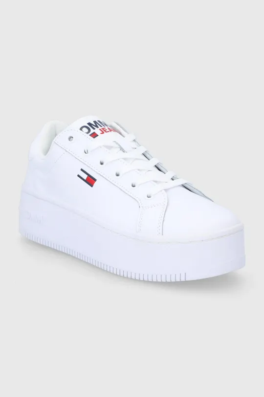 Δερμάτινα παπούτσια Tommy Jeans λευκό