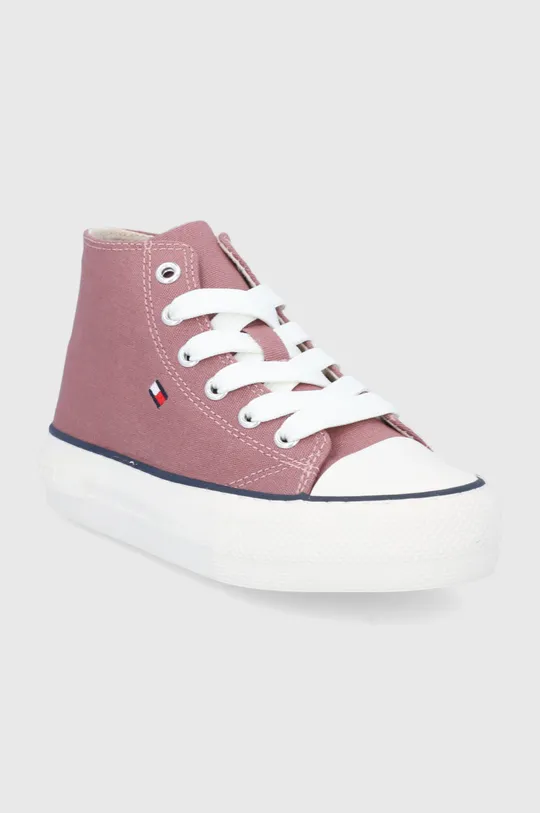 Παιδικά πάνινα παπούτσια Tommy Hilfiger ροζ
