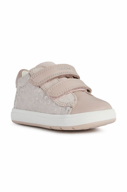 Dětské kožené boty Geox pastelově růžová
