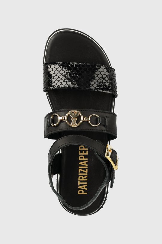 černá Dětské kožené sandály Patrizia Pepe