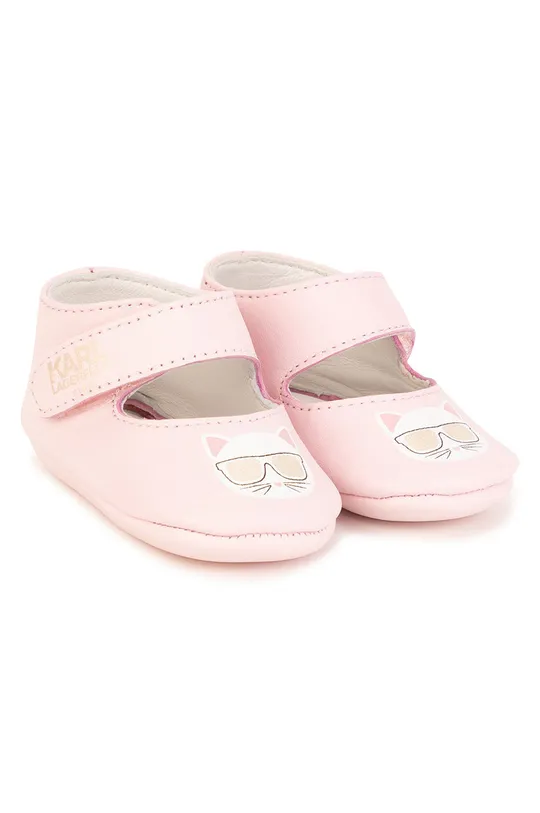ružová Kožené topánky pre bábätká Karl Lagerfeld Dievčenský