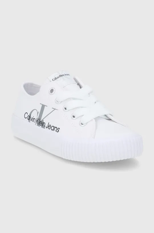 Παιδικά πάνινα παπούτσια Calvin Klein Jeans λευκό