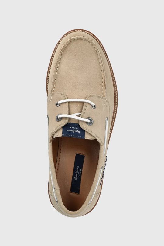 beżowy Pepe Jeans półbuty zamszowe trucker deck suede