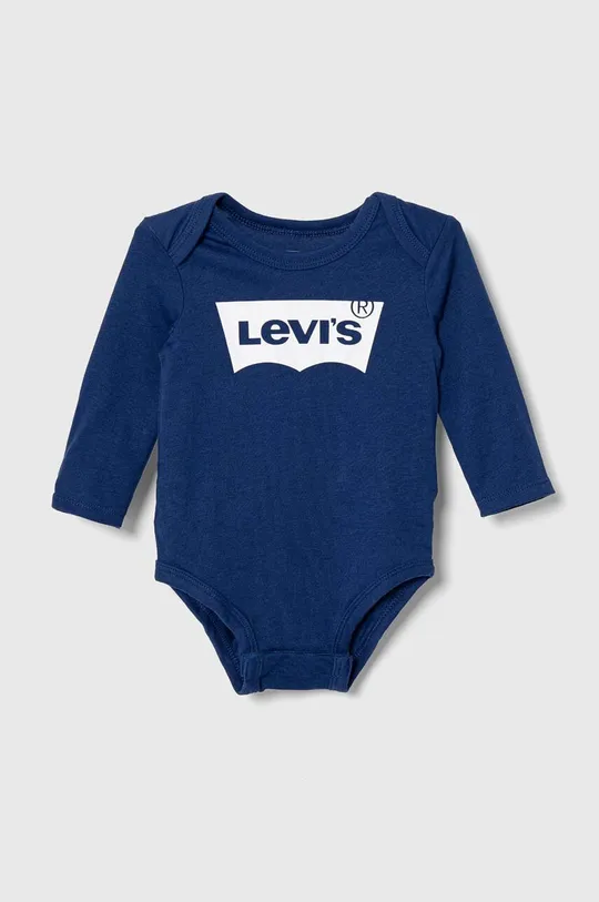 Дитяче бавовняне боді Levi's 2-pack темно-синій