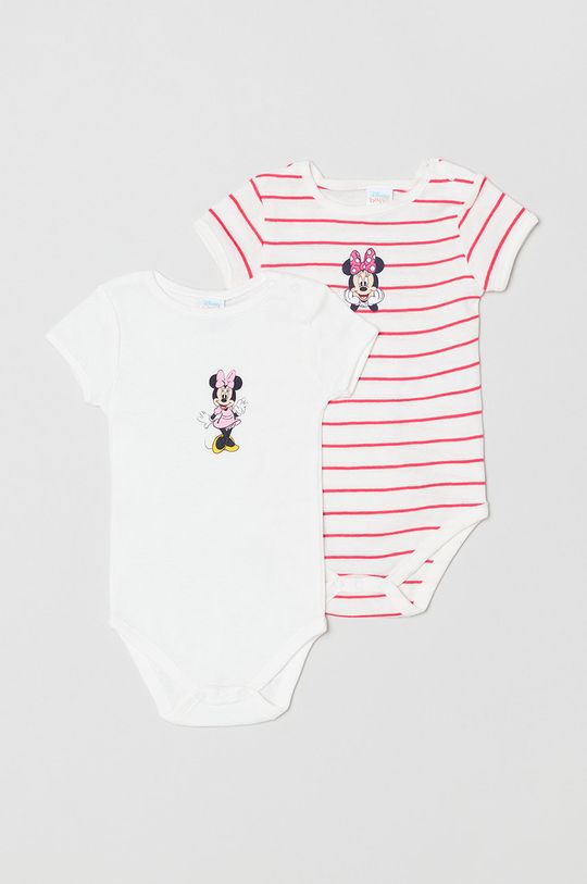 biały OVS body bawełniane niemowlęce x Disney (2-pack) Dziewczęcy