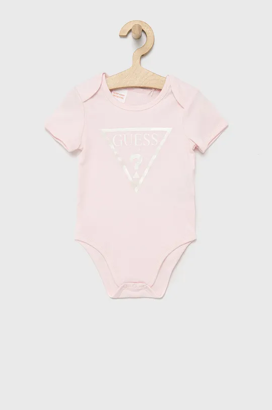 różowy Guess body bawełniane niemowlęce Dziecięcy