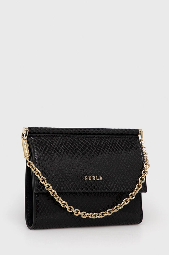 Δερμάτινο πορτοφόλι Furla μαύρο