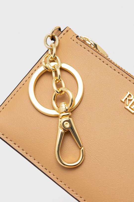 Kožená peňaženka Lauren Ralph Lauren béžová