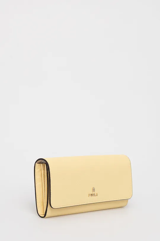 Δερμάτινο πορτοφόλι Furla κίτρινο