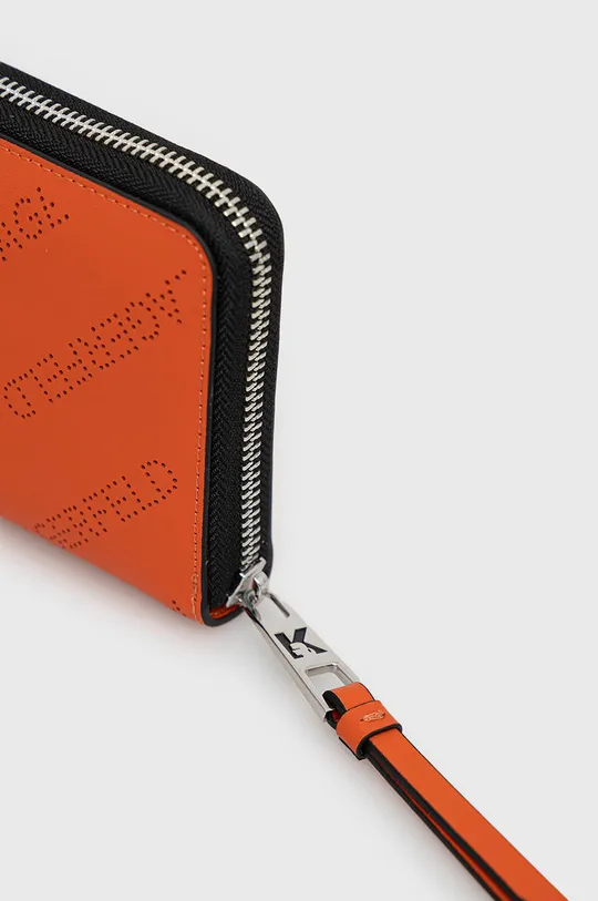 Kožená peňaženka Karl Lagerfeld oranžová