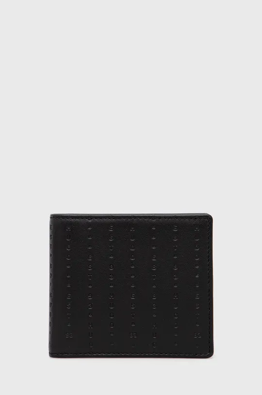 Δερμάτινο πορτοφόλι και θήκη καρτών Hugo μαύρο