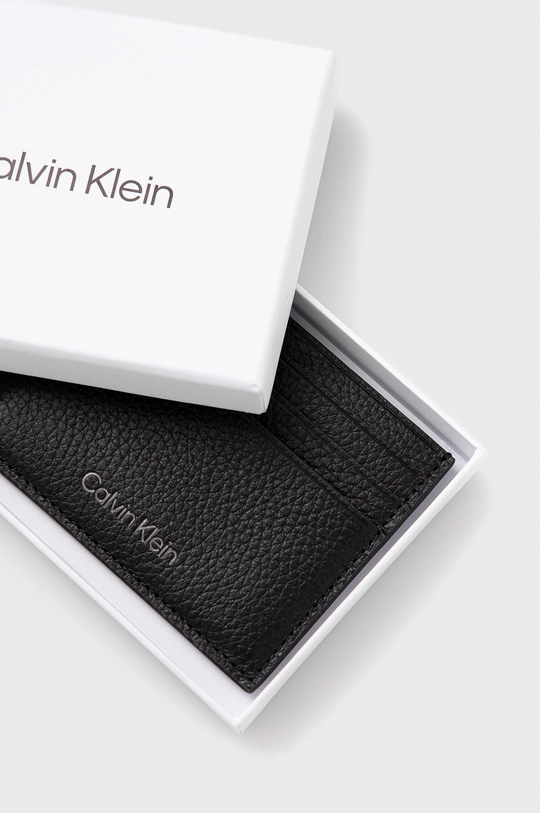 čierna Kožené puzdro na karty Calvin Klein