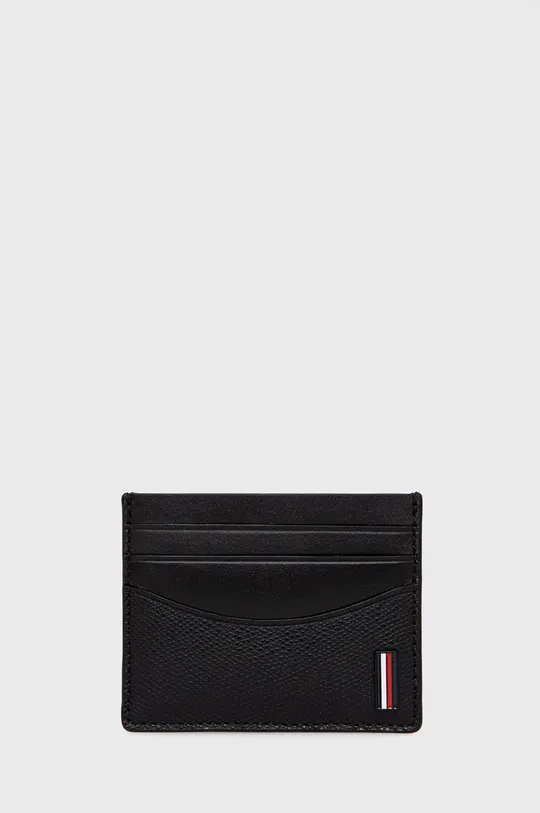 μαύρο Δερμάτινο πορτοφόλι και θήκη καρτών Tommy Hilfiger