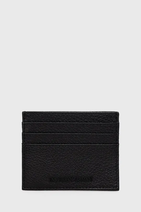 μαύρο Δερμάτινο πορτοφόλι και θήκη καρτών Emporio Armani