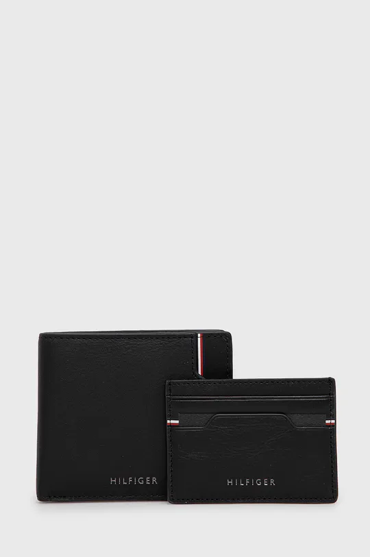 Δερμάτινο πορτοφόλι και θήκη καρτών Tommy Hilfiger μαύρο